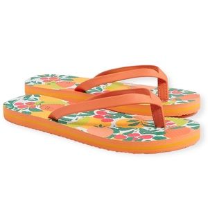 J. CREW Flip Flops Printed Guava Orange Fruit Graphic Thong Sandals NWT